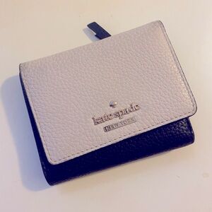 Kate Spade black white leather small wallet zip pouch